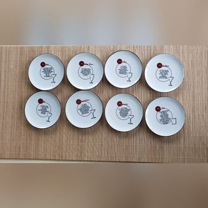 Set of 8 ceramic cocktail coasters.